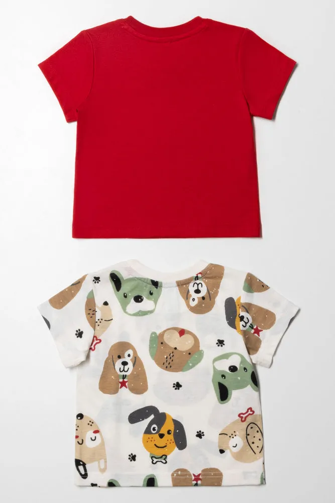 2 Pack Puppy T-Shirts White And Red