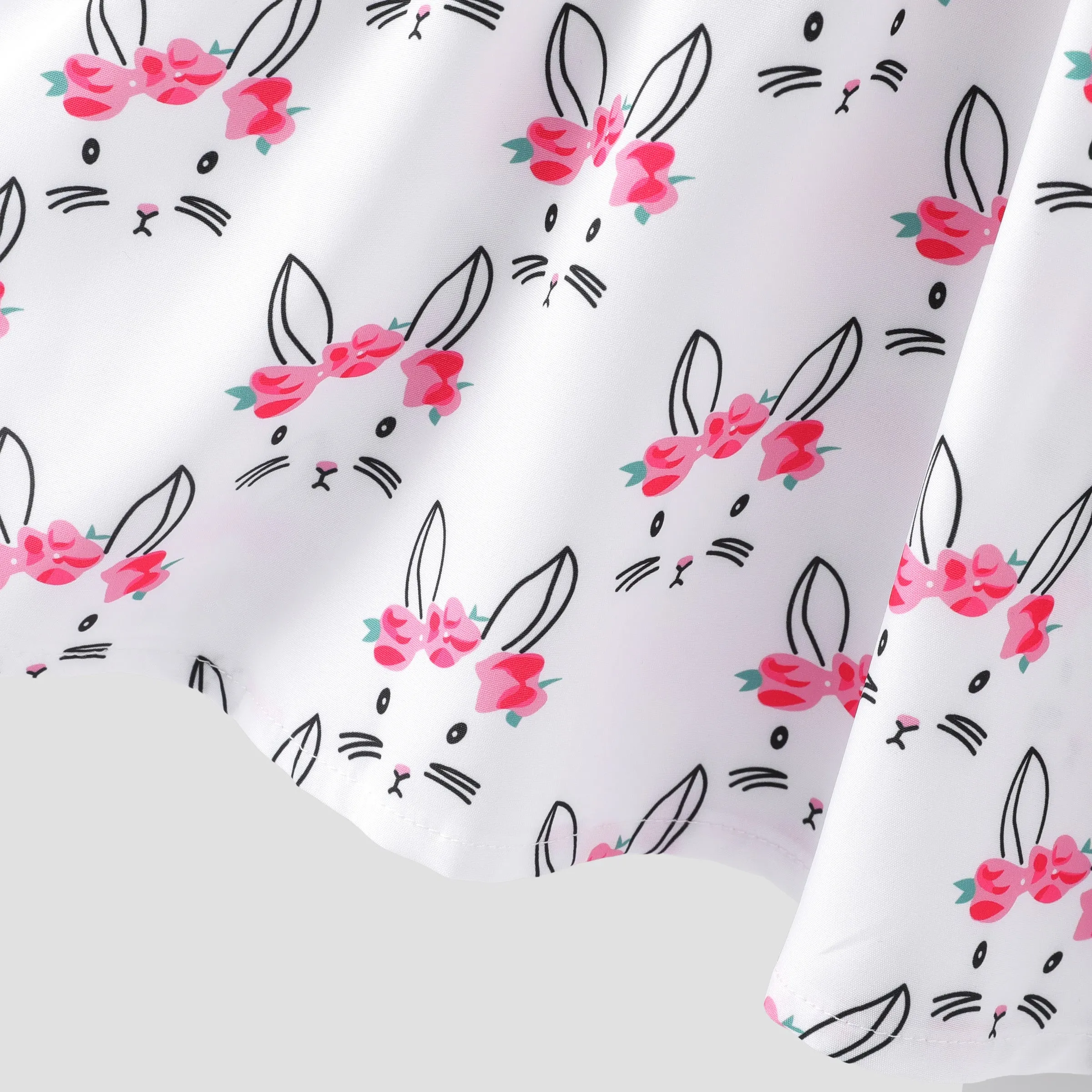 2pcs Baby Girl Bow Front Pretty Rabbit Print Tank Dress & Hat Set