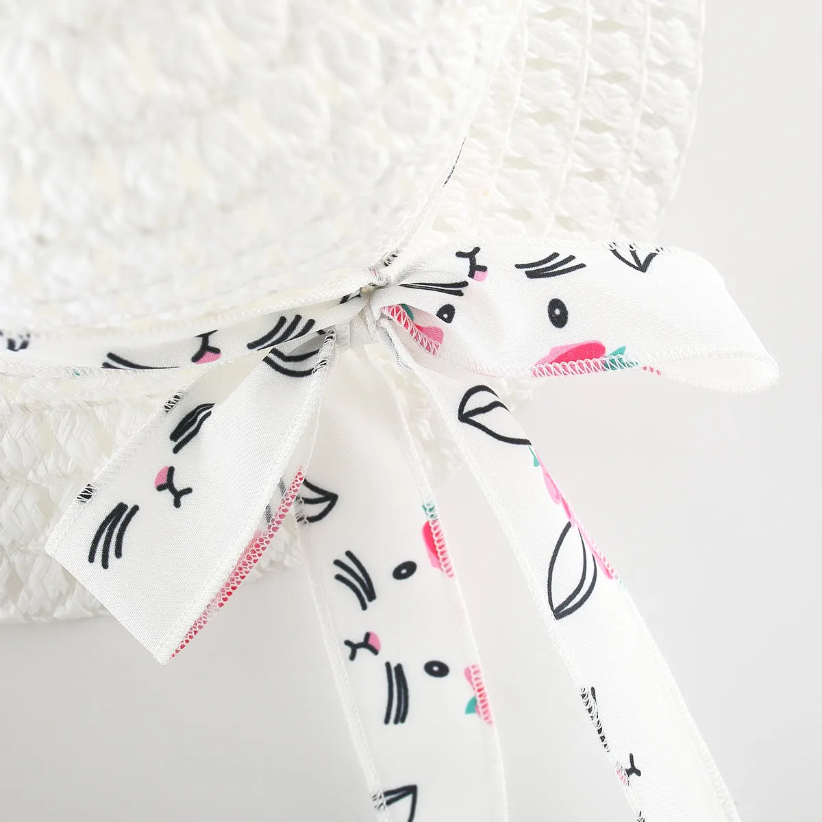 2pcs Baby Girl Bow Front Pretty Rabbit Print Tank Dress & Hat Set