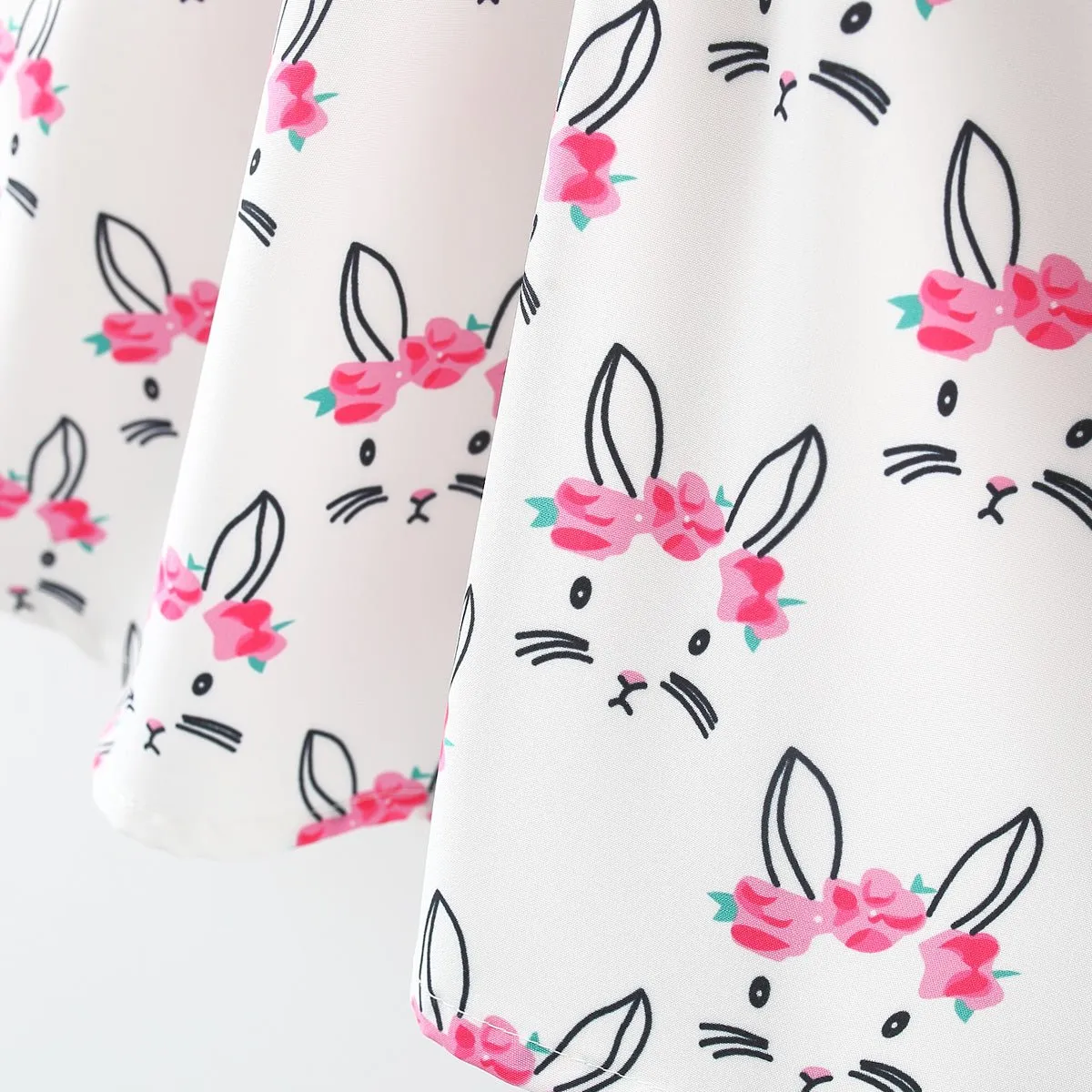 2pcs Baby Girl Bow Front Pretty Rabbit Print Tank Dress & Hat Set