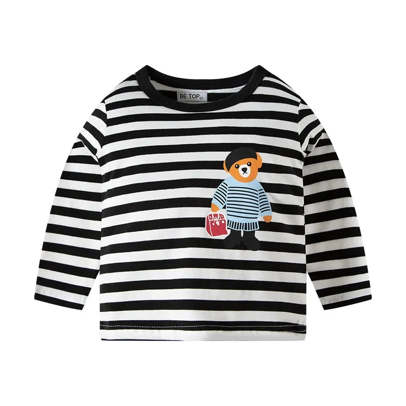 4-Pack Toddler Boys Dinosaur Print Cotton Long Sleeve Tshirt
