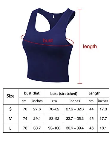 4 Pieces Basic Crop Tank Tops Sleeveless Racerback Crop Sport Cotton Top for Women (Black, White, Dark Grey, Navy Blue, Medium)