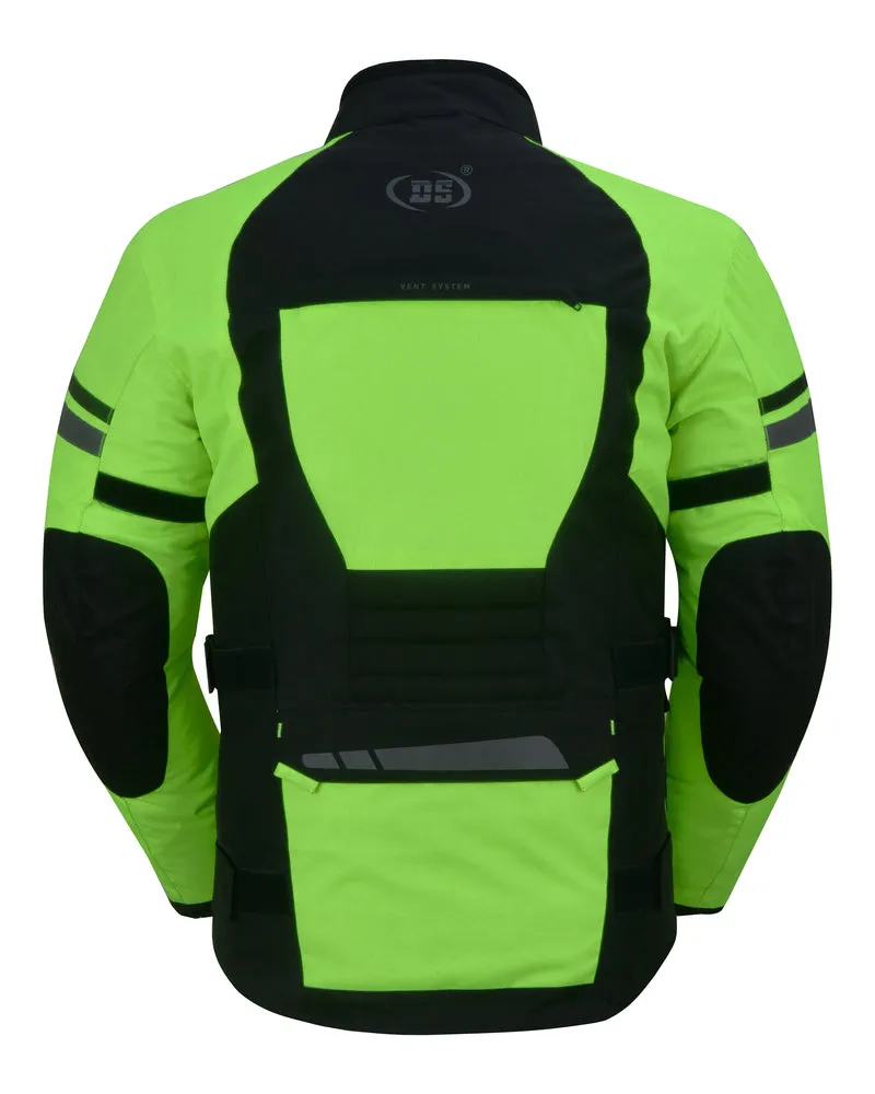 4-Season Hi-Vis Mens Textile Motorycyle Jacket  Waterproof & Ventilated