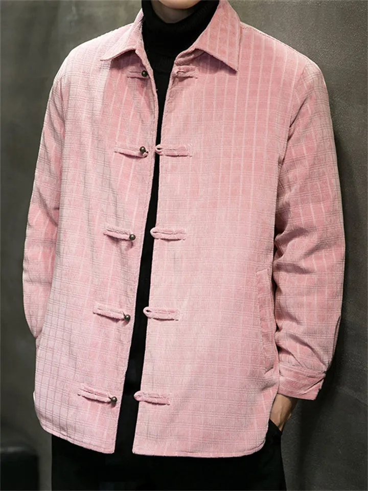 Autumn Corduroy Keep Warm Basic Stripe Jacket for Men