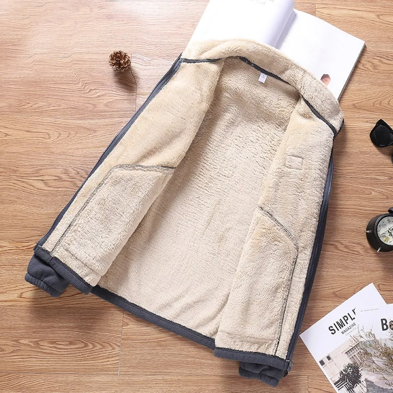 Autumn Winter Warm Fleece Men Jacket