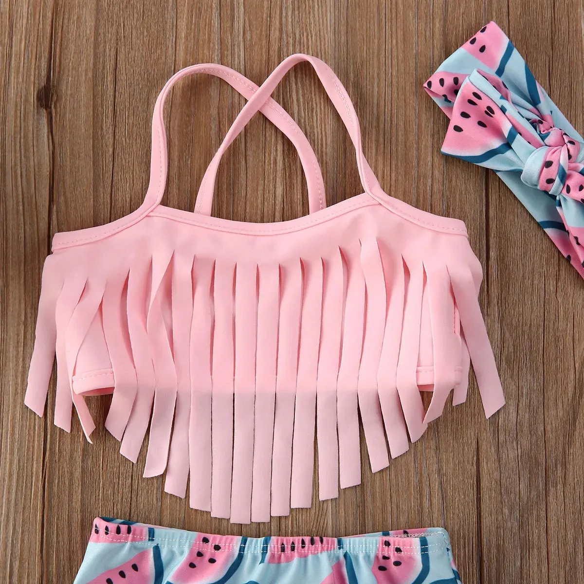 Baby Girl Watermelon Printed 3-Piece Bikini Sets
