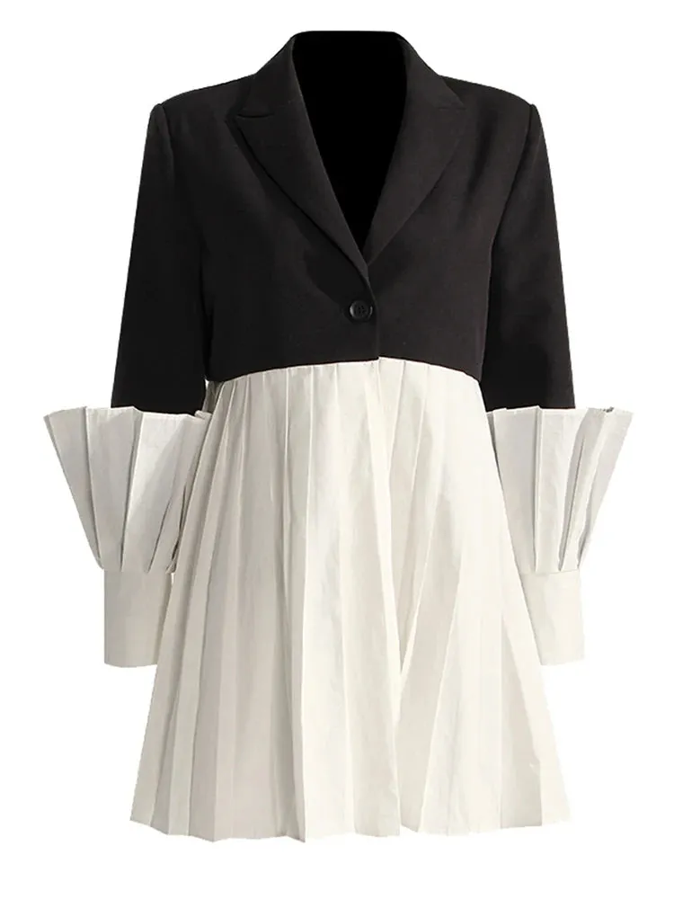 Black and White Color-Block Blazer