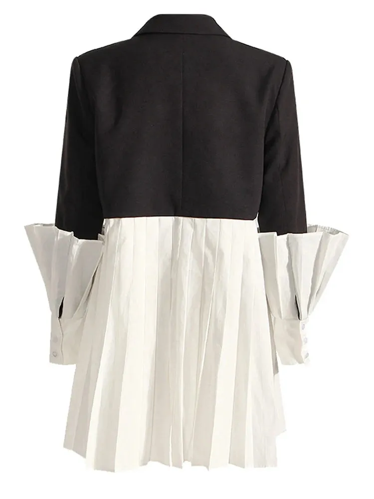 Black and White Color-Block Blazer