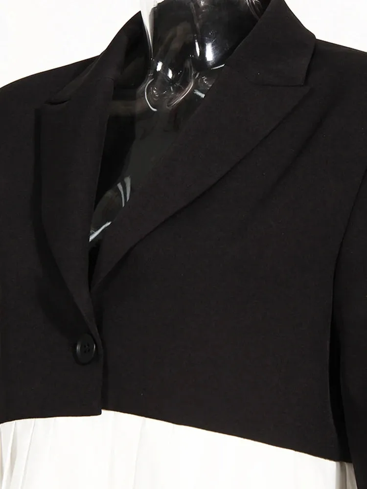 Black and White Color-Block Blazer