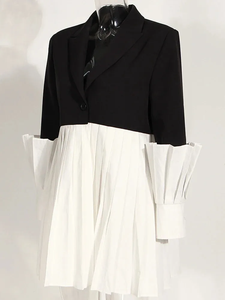 Black and White Color-Block Blazer