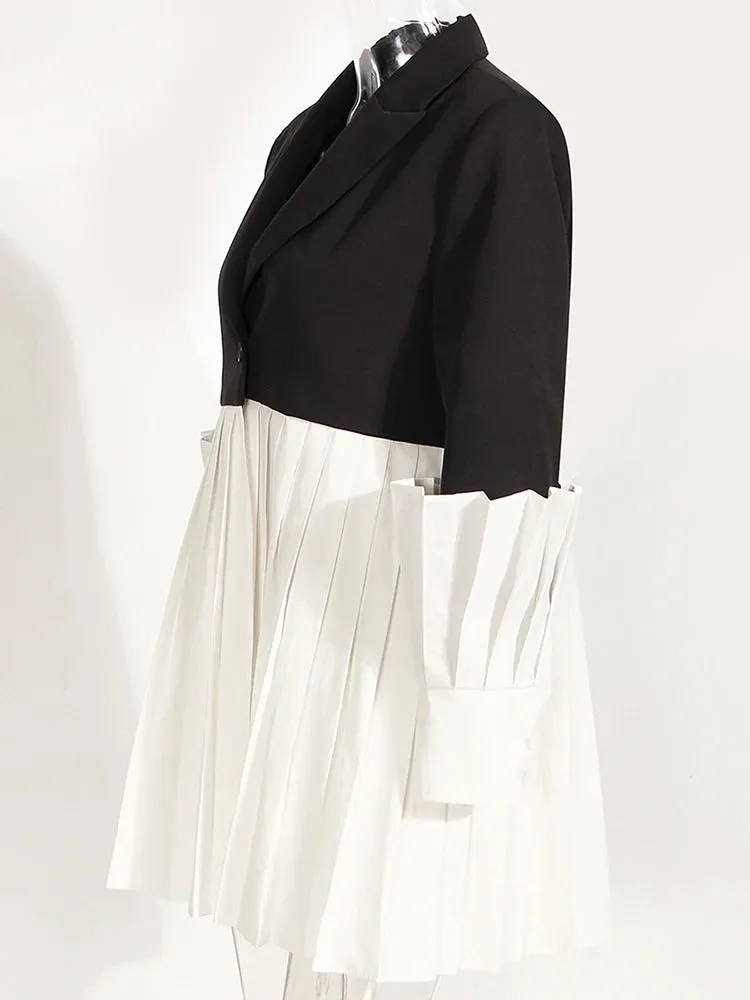 Black and White Color-Block Blazer