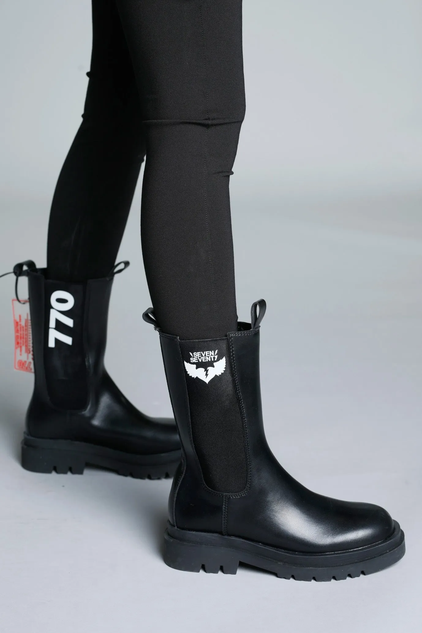 Black high cut faux leather boots | URBAN BOOTS