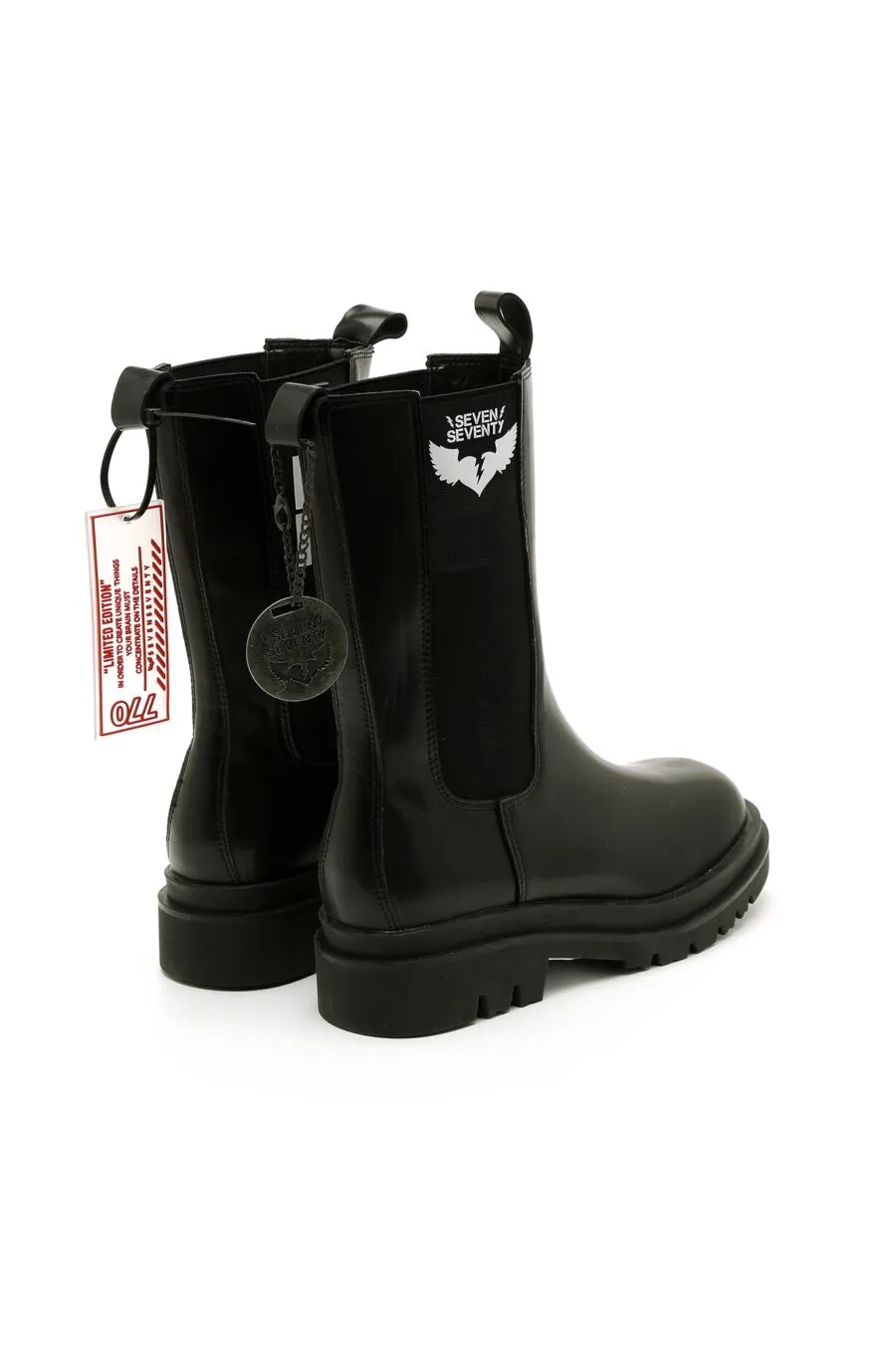 Black high cut faux leather boots | URBAN BOOTS