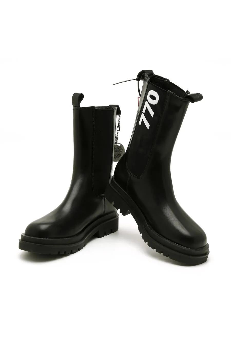Black high cut faux leather boots | URBAN BOOTS