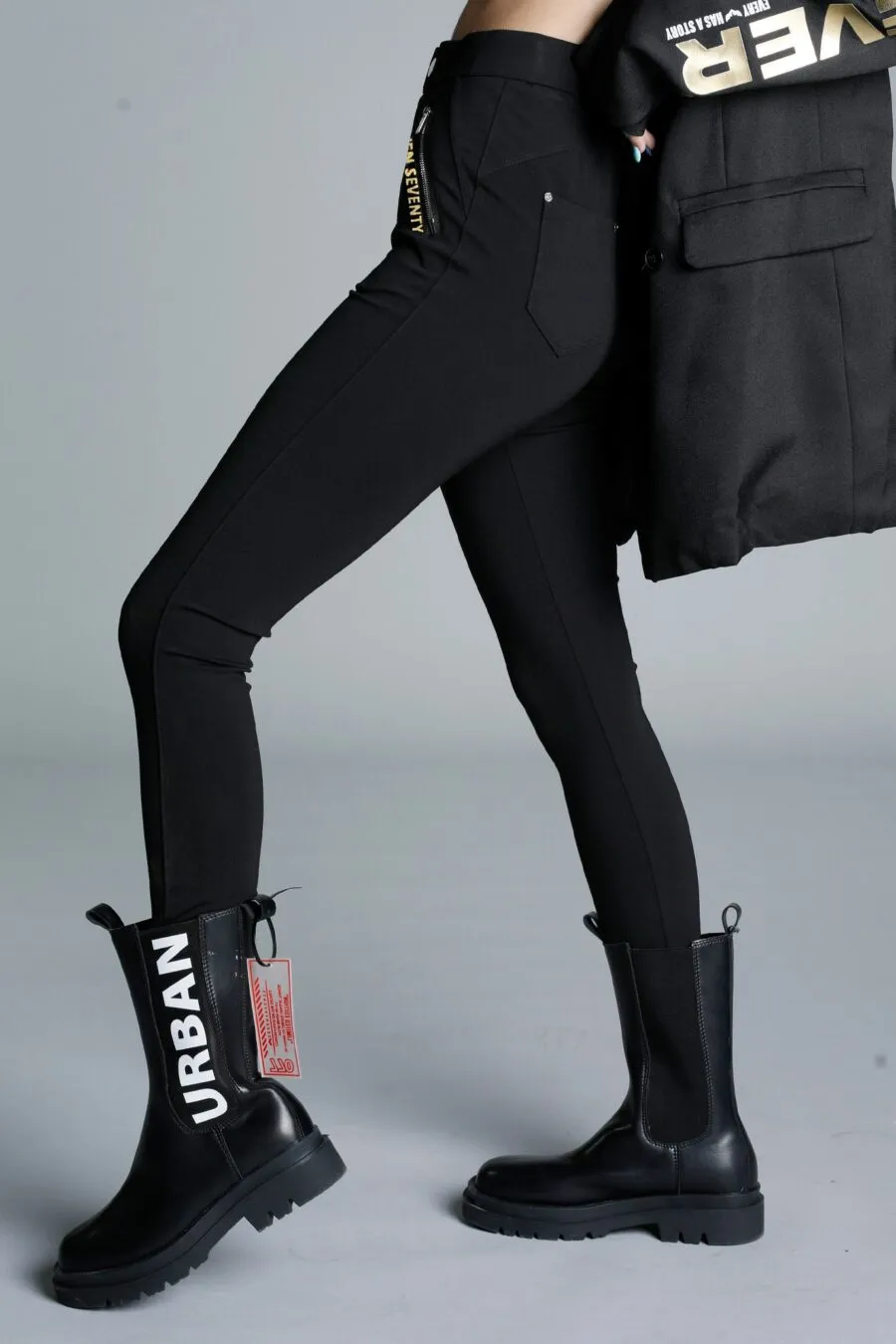 Black high cut faux leather boots | URBAN BOOTS