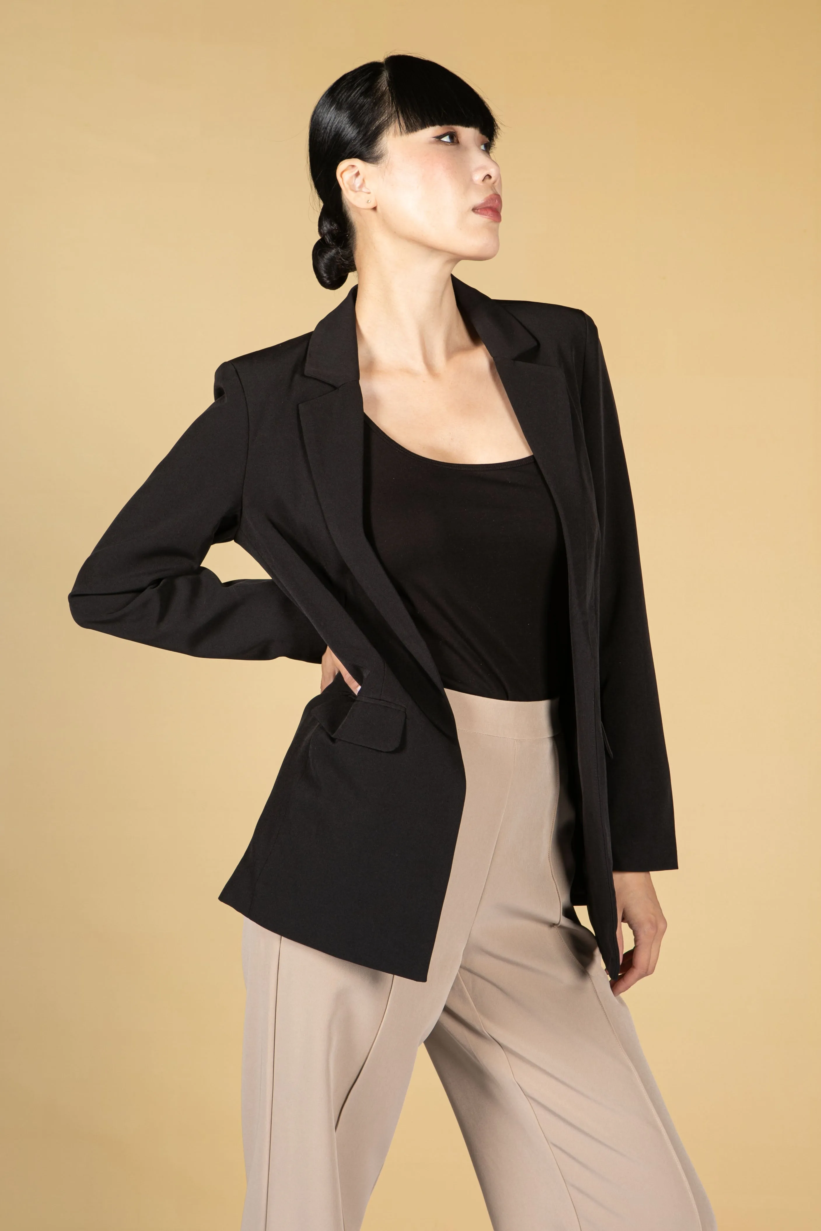 Black Open Blazer