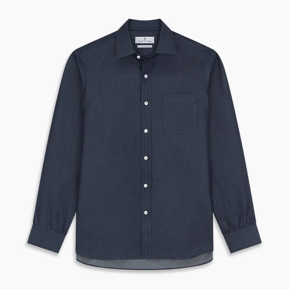 Blue Weekend Fit Finch Shirt With Derby Collar And Chest Pocket