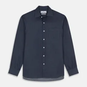 Blue Weekend Fit Finch Shirt With Derby Collar And Chest Pocket
