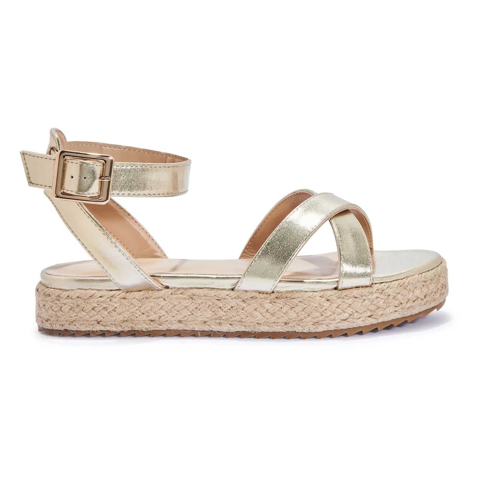 CALENDULA2 CROSSOVER FLATFORM JUTE WEDGE SANDAL