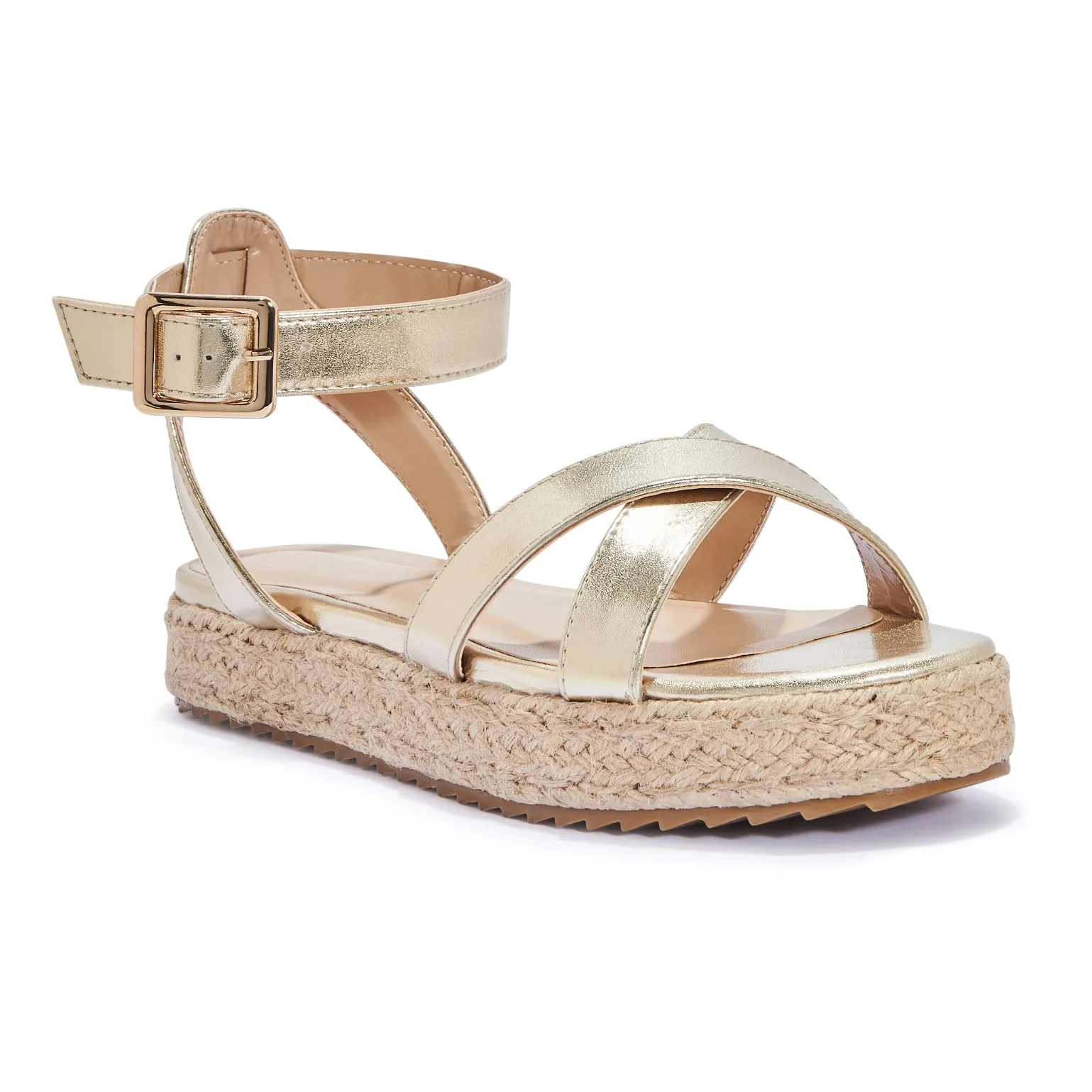 CALENDULA2 CROSSOVER FLATFORM JUTE WEDGE SANDAL
