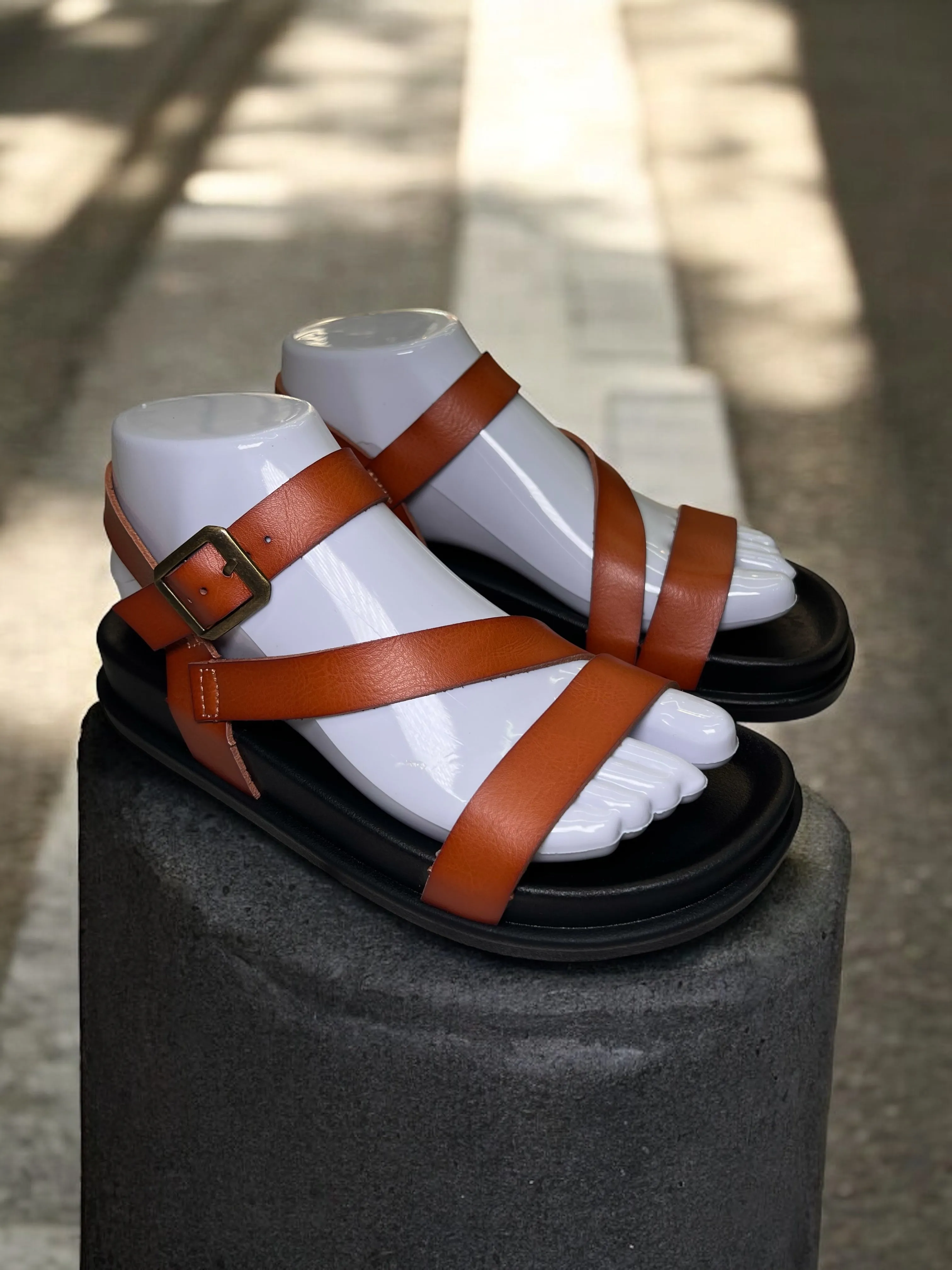 Classic Chestnut Strappy Sandals W25-152