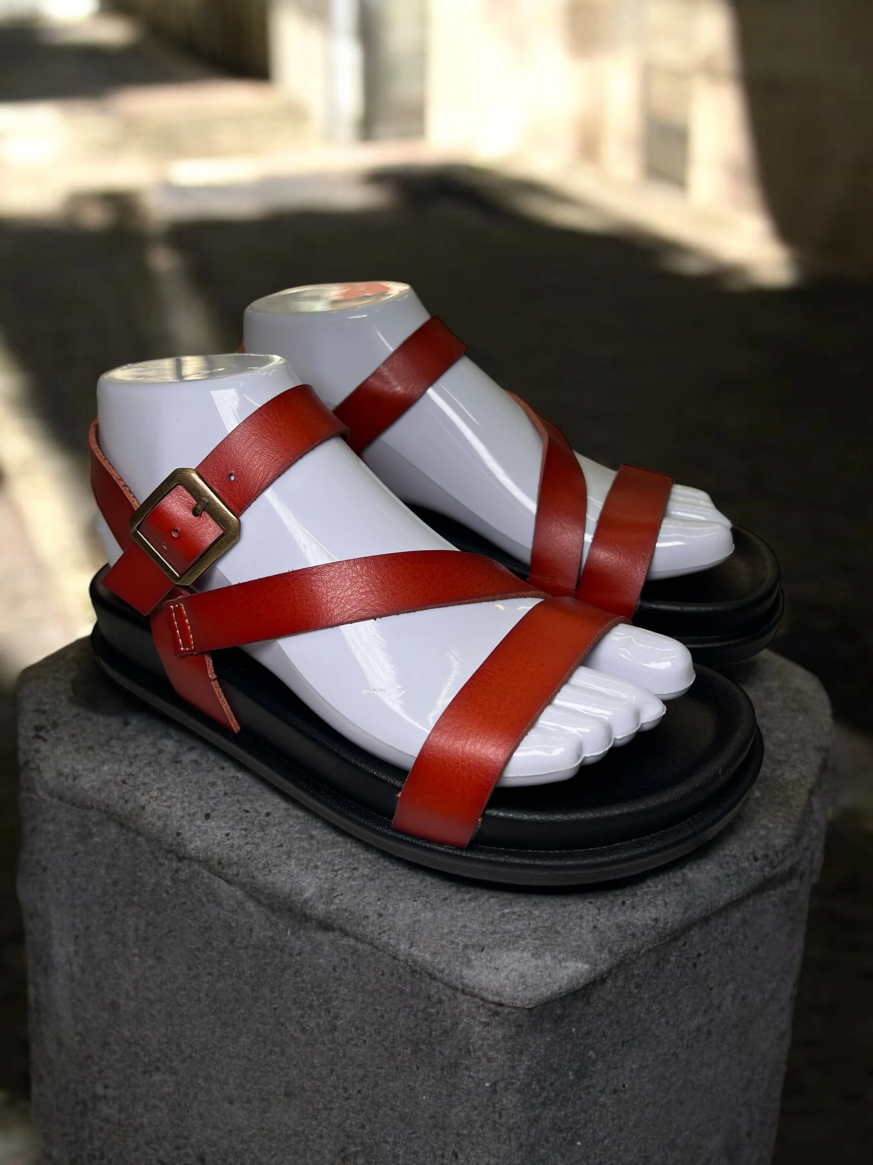 Classic Chestnut Strappy Sandals W25-152
