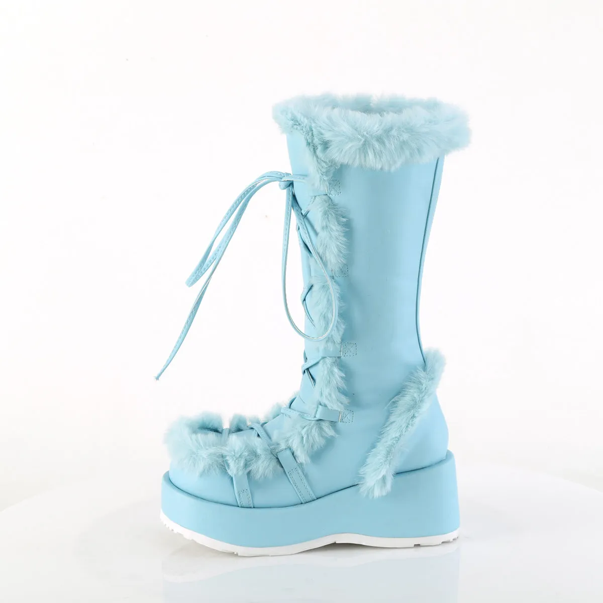 CUBBY-311 DemoniaCult Baby Blue Vegan Leather Sexy Women's Mid-Calf & Knee High Boots (Alternative Footwear)