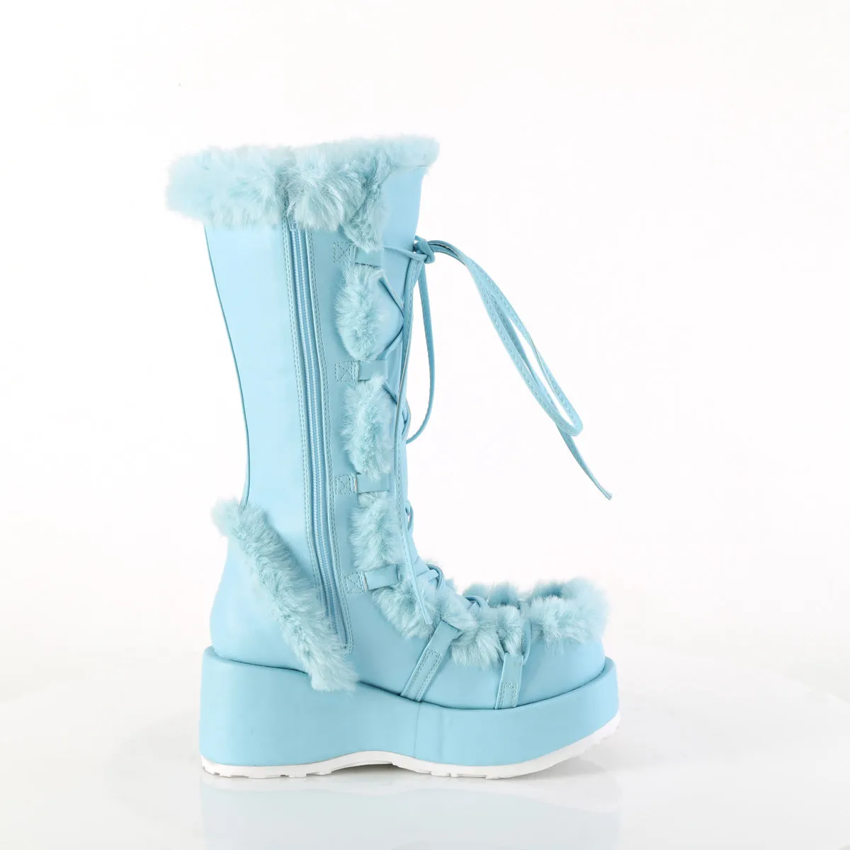 CUBBY-311 DemoniaCult Baby Blue Vegan Leather Sexy Women's Mid-Calf & Knee High Boots (Alternative Footwear)