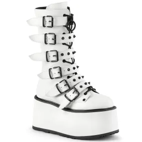 DAMNED-225 DemoniaCult White Vegan Leather Sexy Women's Mid-Calf & Knee High Boots (Alternative Footwear)