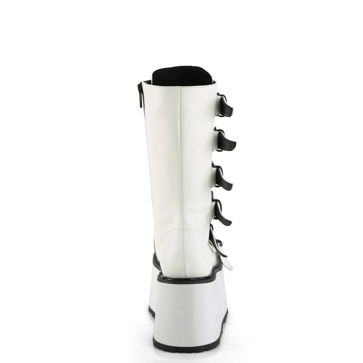 DAMNED-225 DemoniaCult White Vegan Leather Sexy Women's Mid-Calf & Knee High Boots (Alternative Footwear)