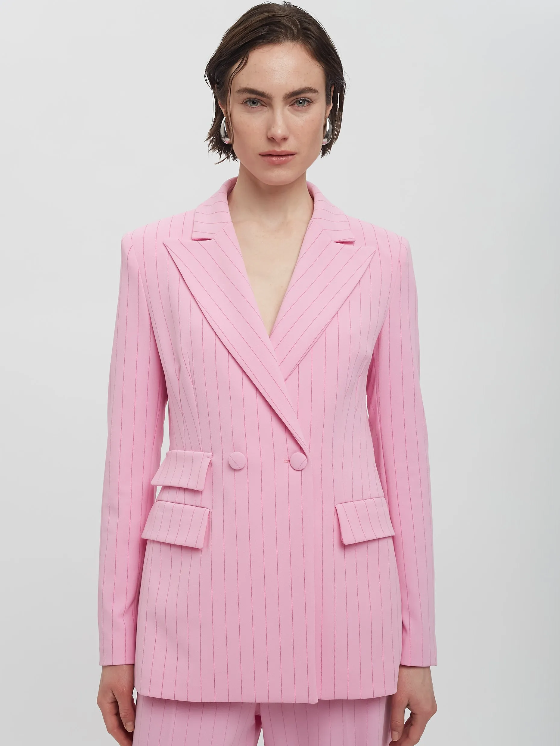 Double Breasted Pinstripe Blazer