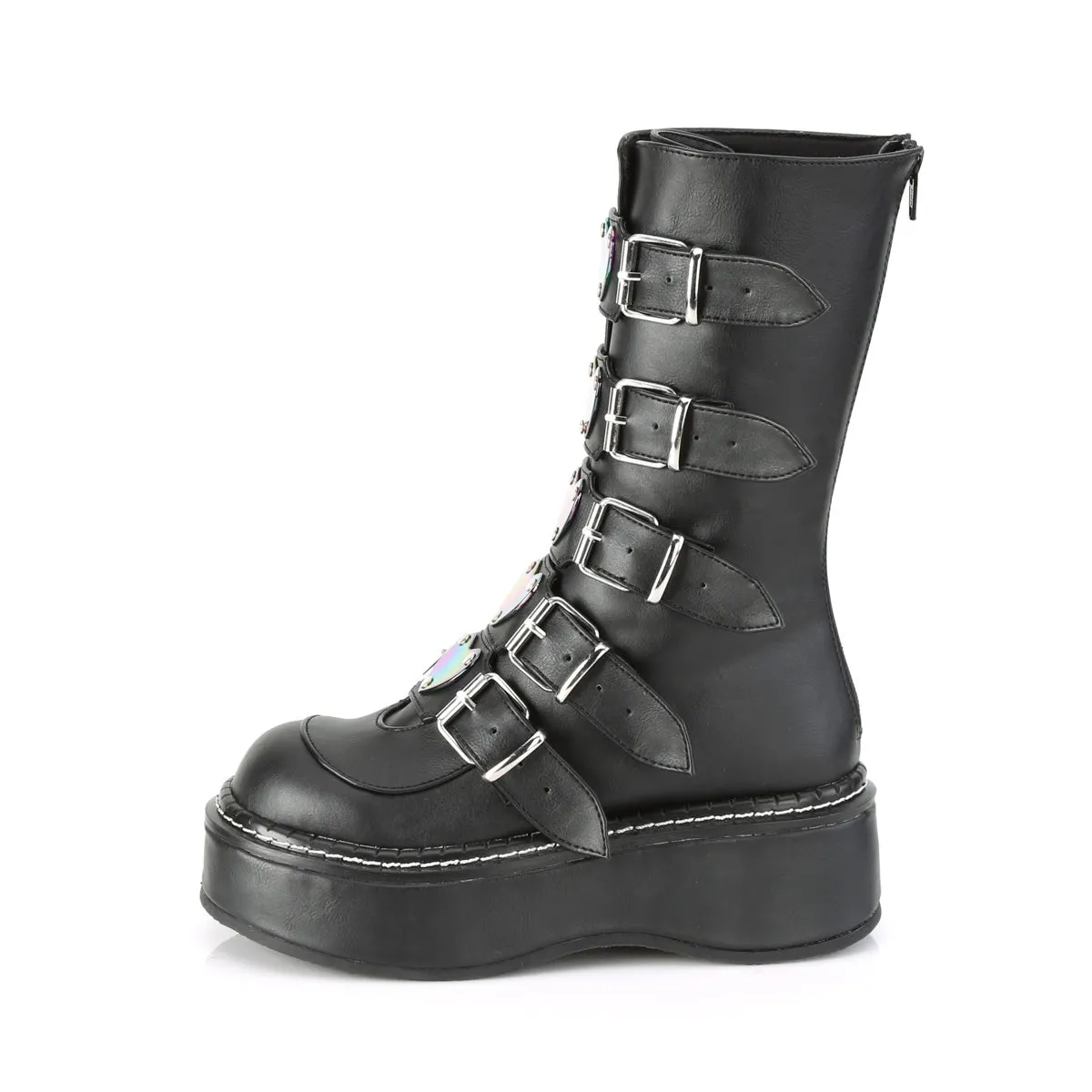 EMILY-330 DemoniaCult Black Vegan Leather Sexy Women's Mid-Calf & Knee High Boots (Alternative Footwear)