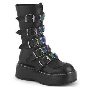 EMILY-330 DemoniaCult Black Vegan Leather Sexy Women's Mid-Calf & Knee High Boots (Alternative Footwear)