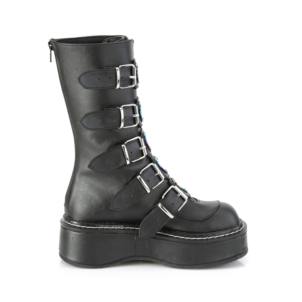 EMILY-330 DemoniaCult Black Vegan Leather Sexy Women's Mid-Calf & Knee High Boots (Alternative Footwear)