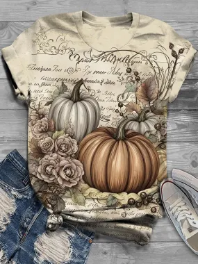 Firelyy RETRO PUMPKIN PRINT CREW NECK T-SHIRT