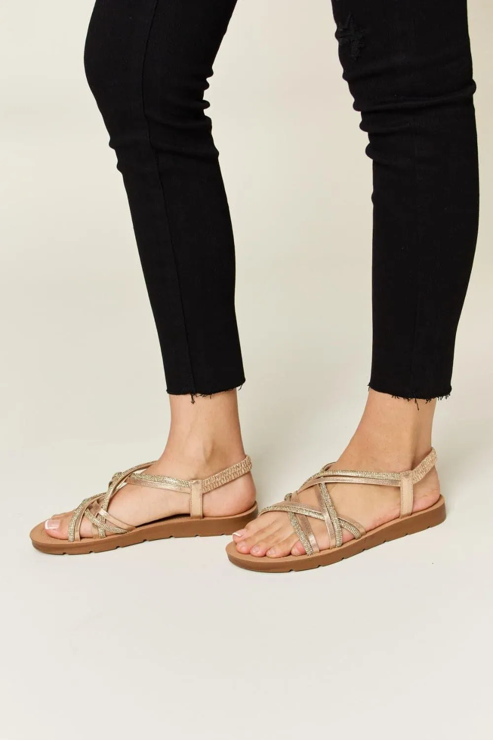Forever Link Rhinestone Crisscross Flat Sandals