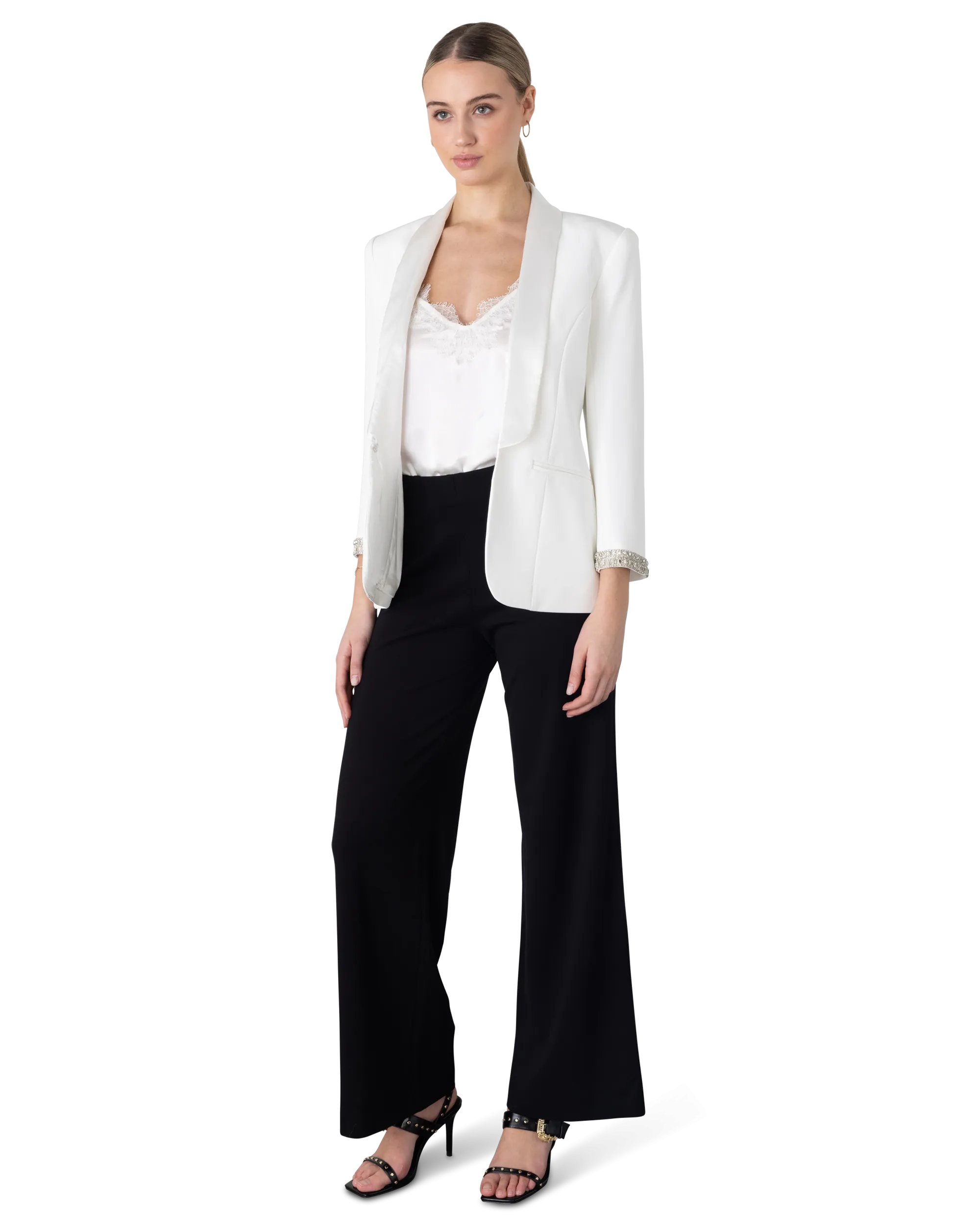 Generation Love Argo Crystal Satin Combo Crepe Blazer