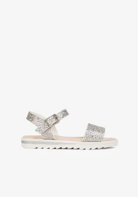 Girl's Glitter Multi-Silver Sandals