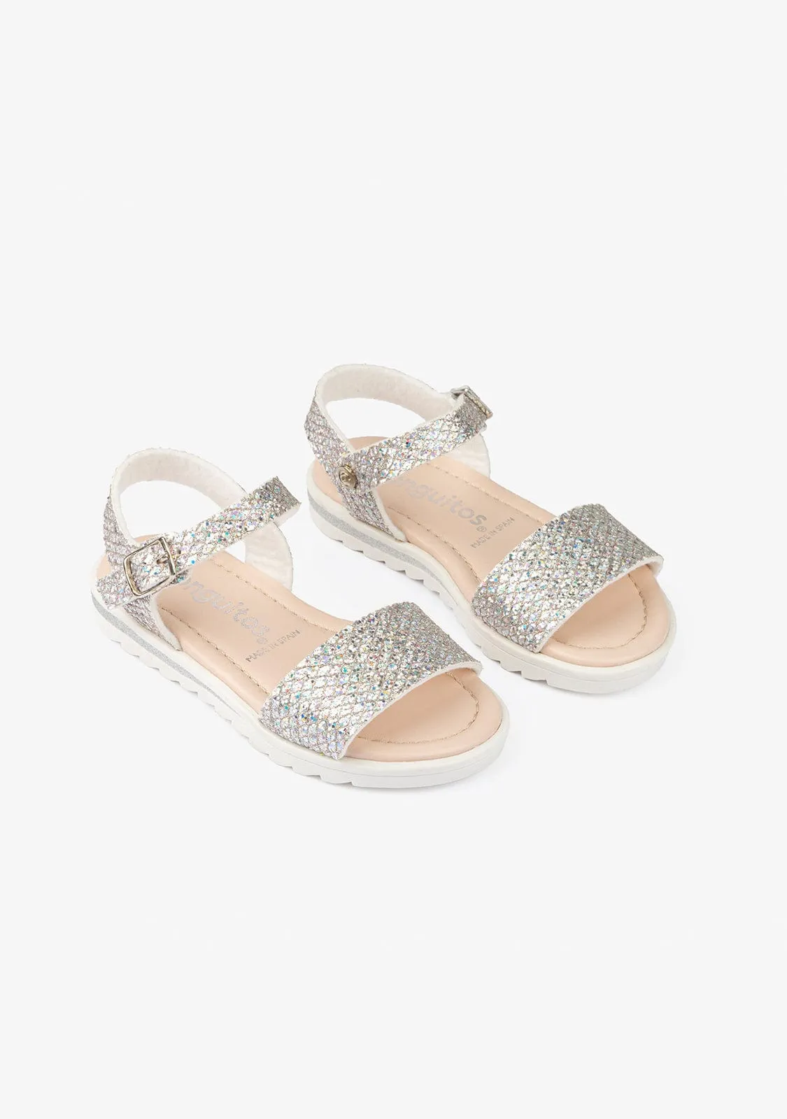 Girl's Glitter Multi-Silver Sandals