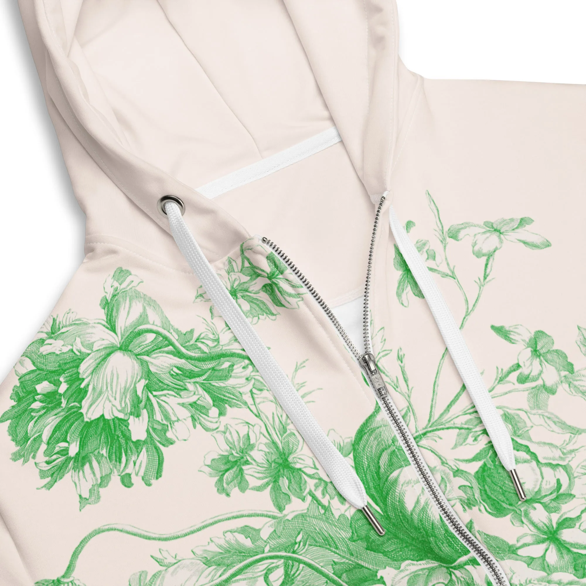 Green Toile zip hoodie