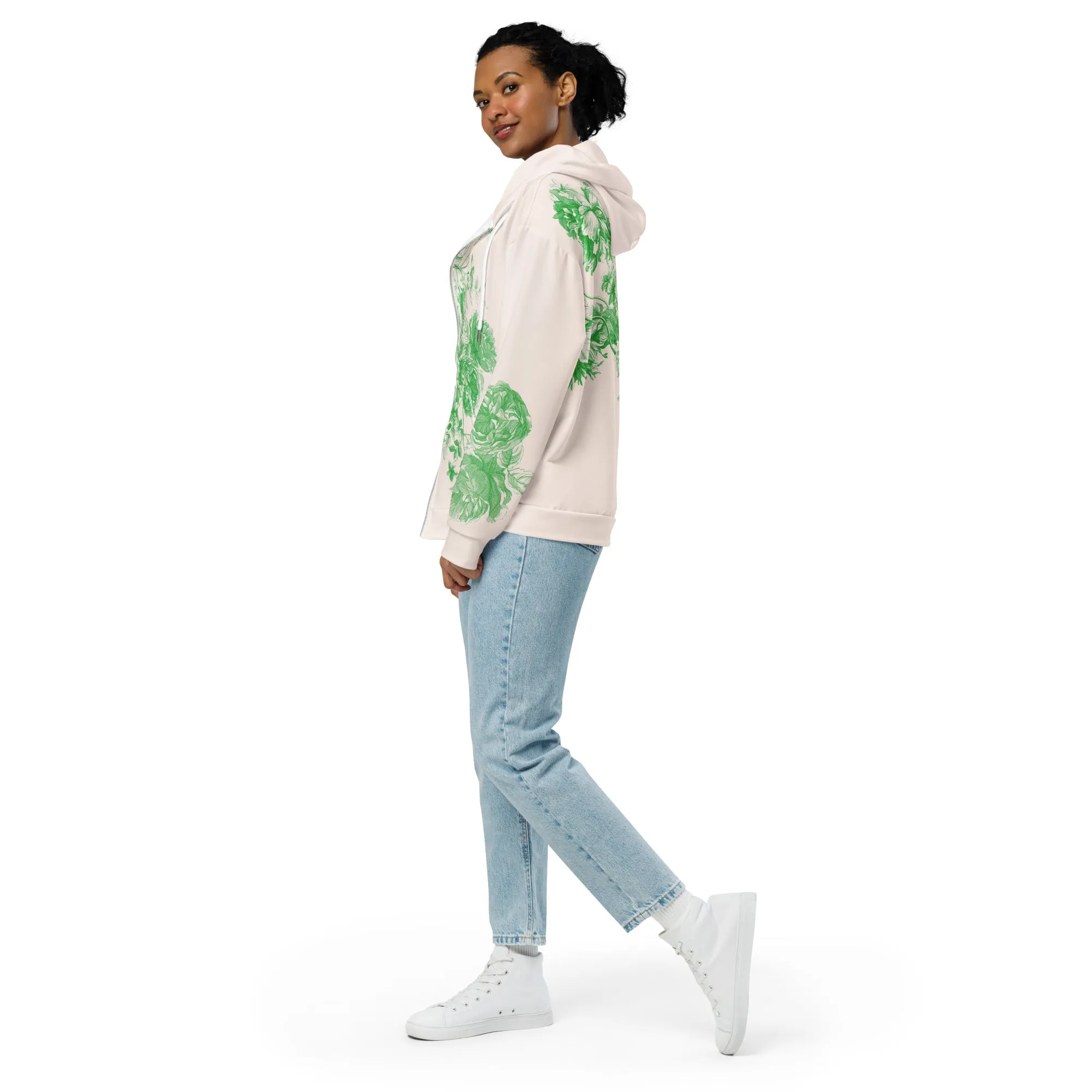Green Toile zip hoodie