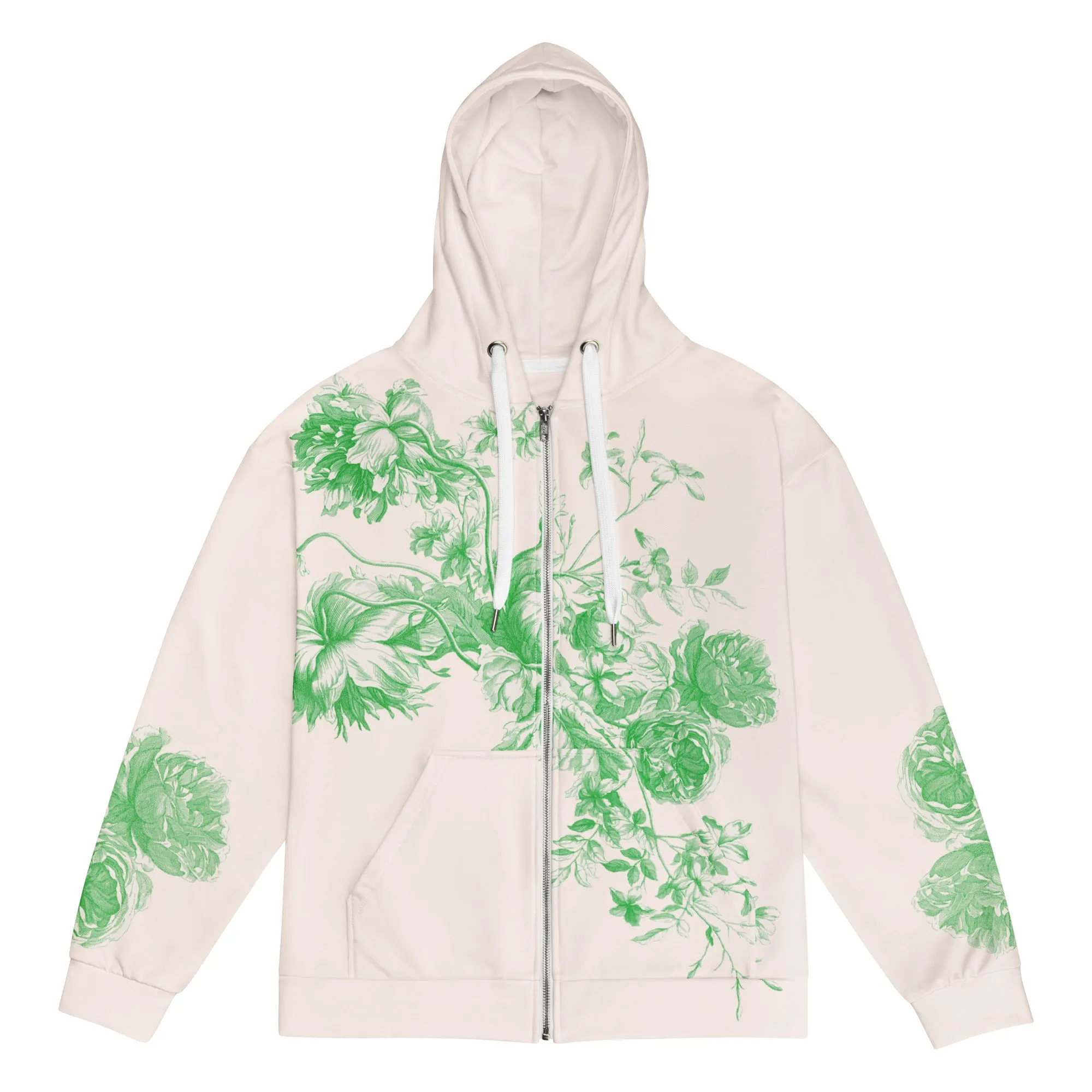 Green Toile zip hoodie