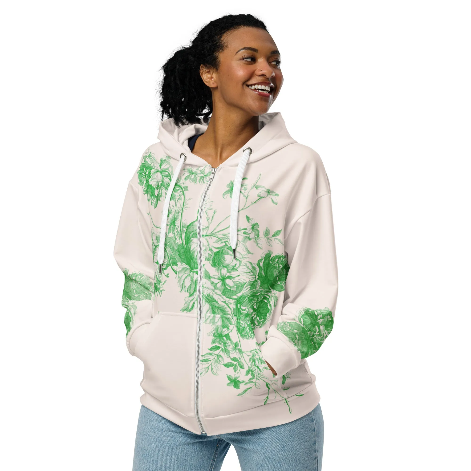 Green Toile zip hoodie