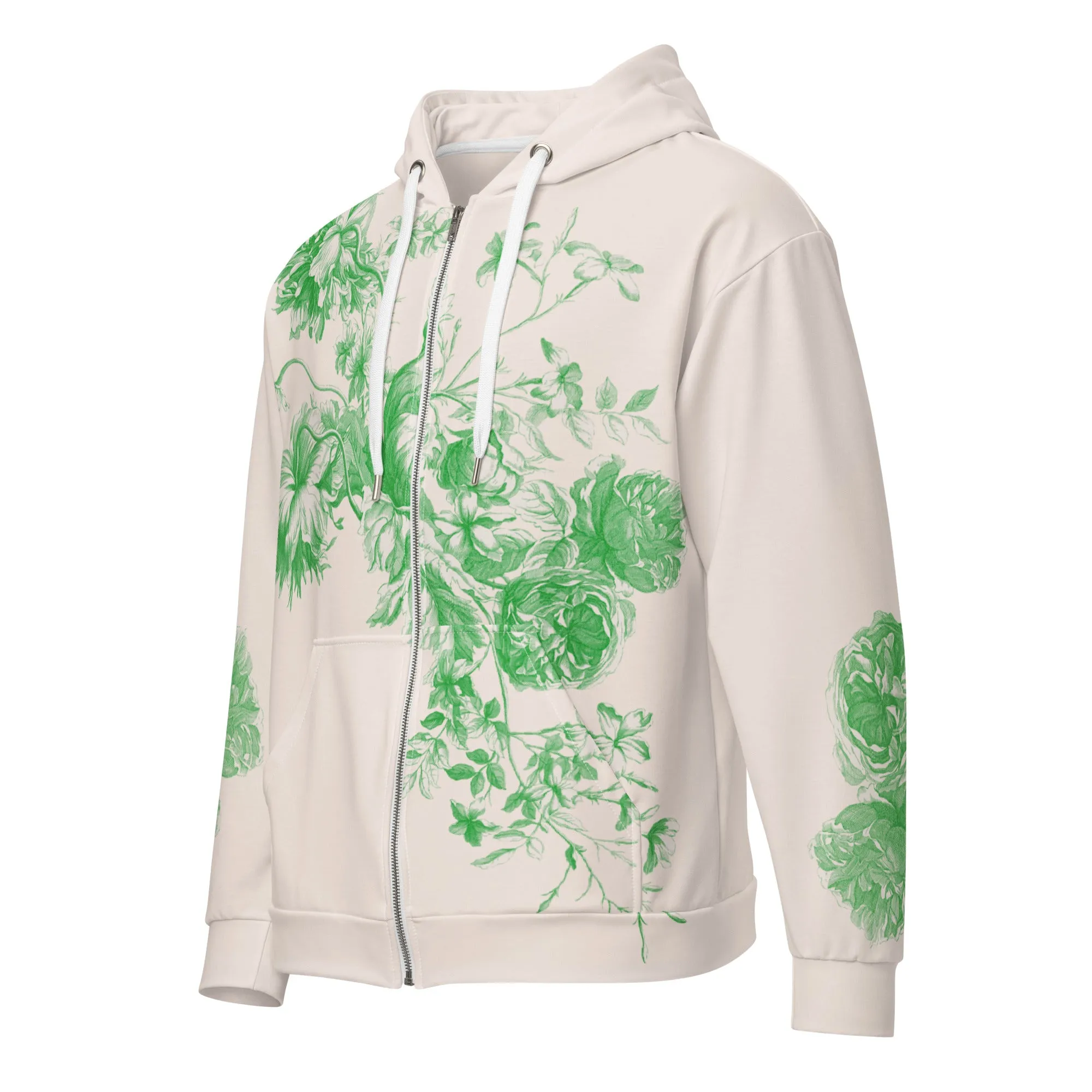 Green Toile zip hoodie