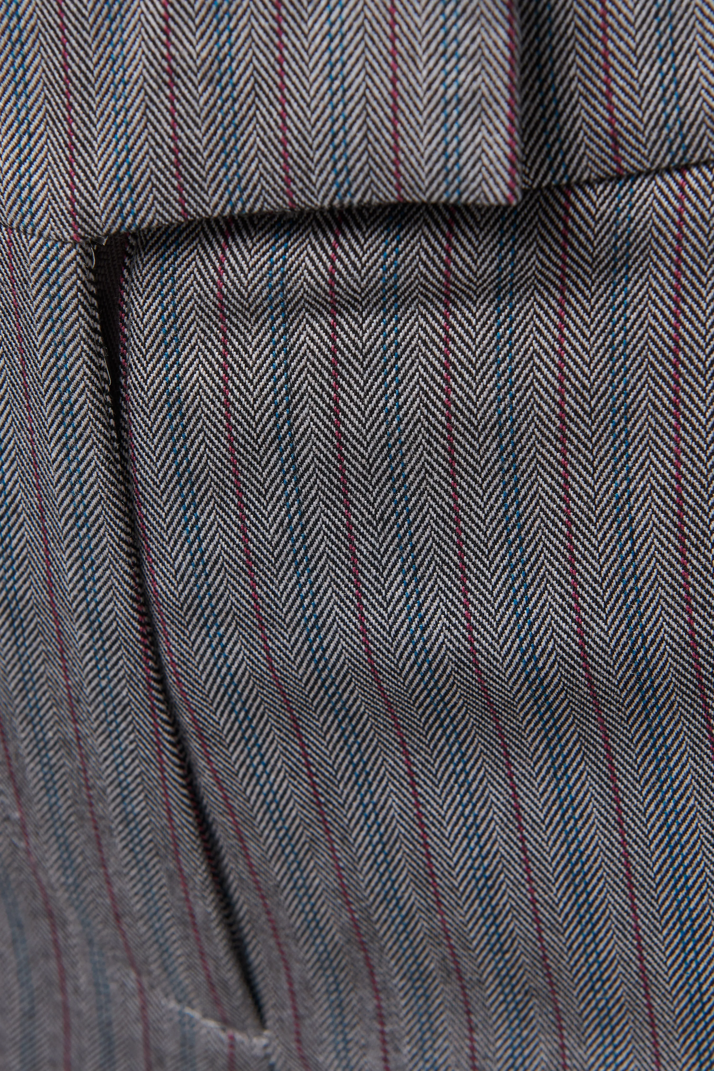 Grey Herringbone Slim Pants