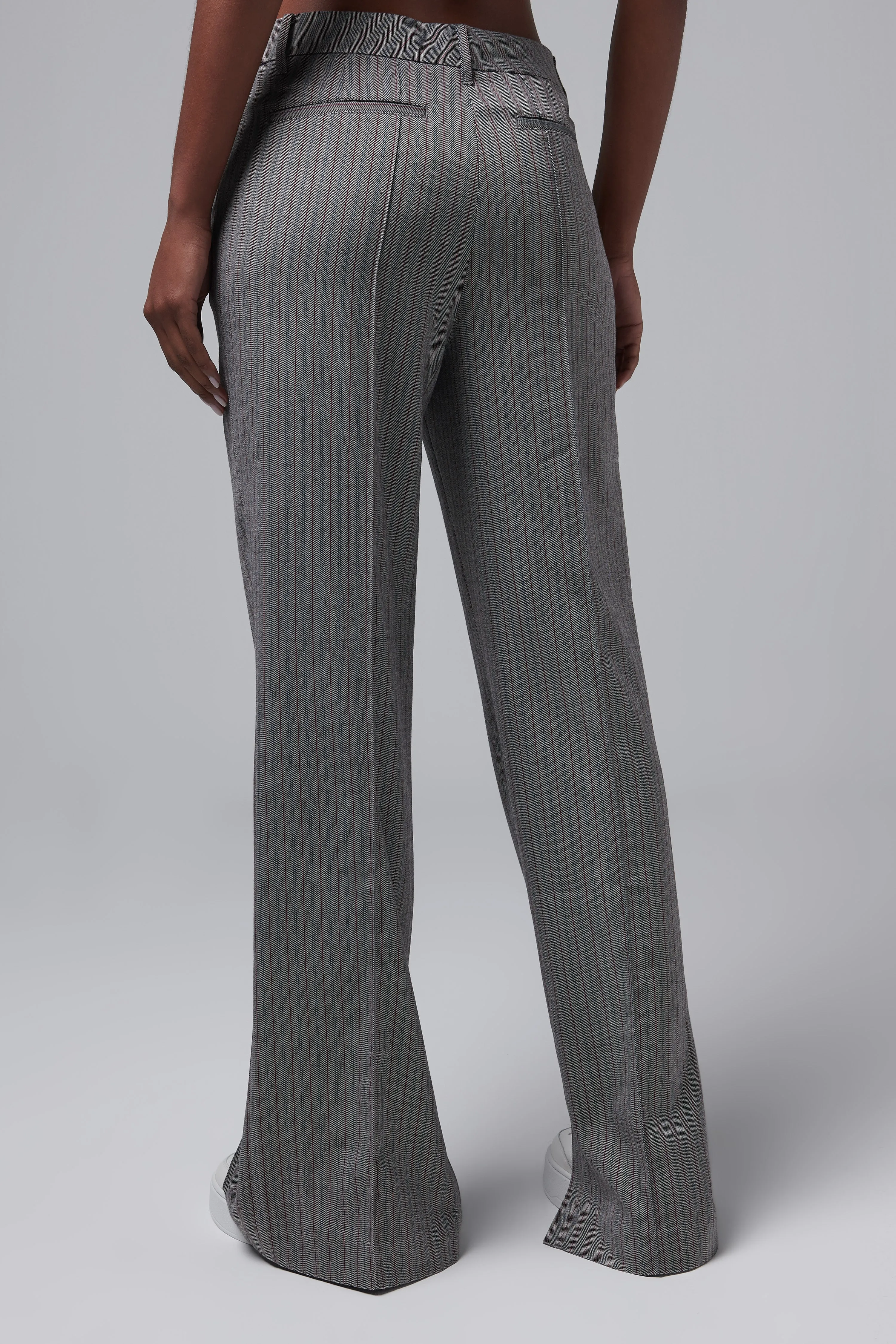 Grey Herringbone Slim Pants