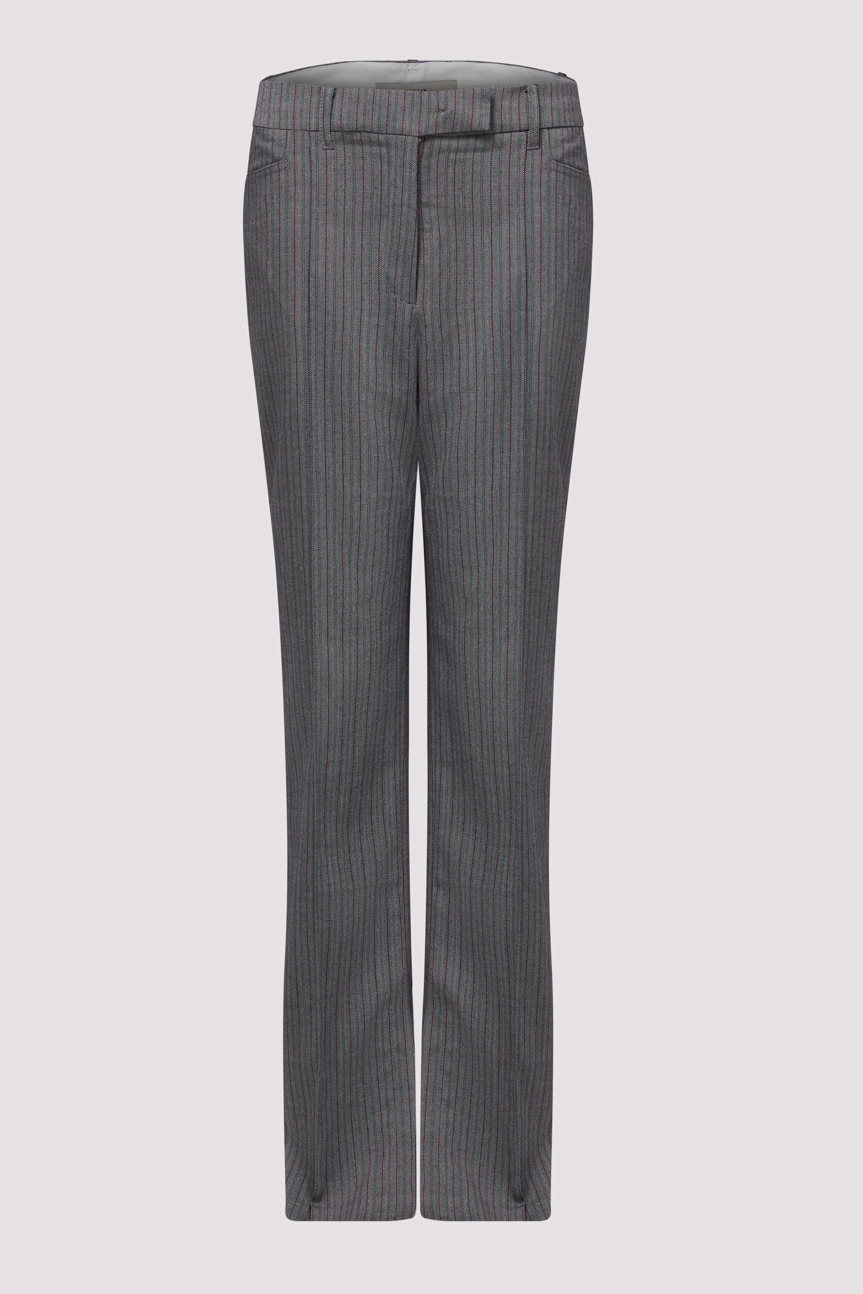 Grey Herringbone Slim Pants