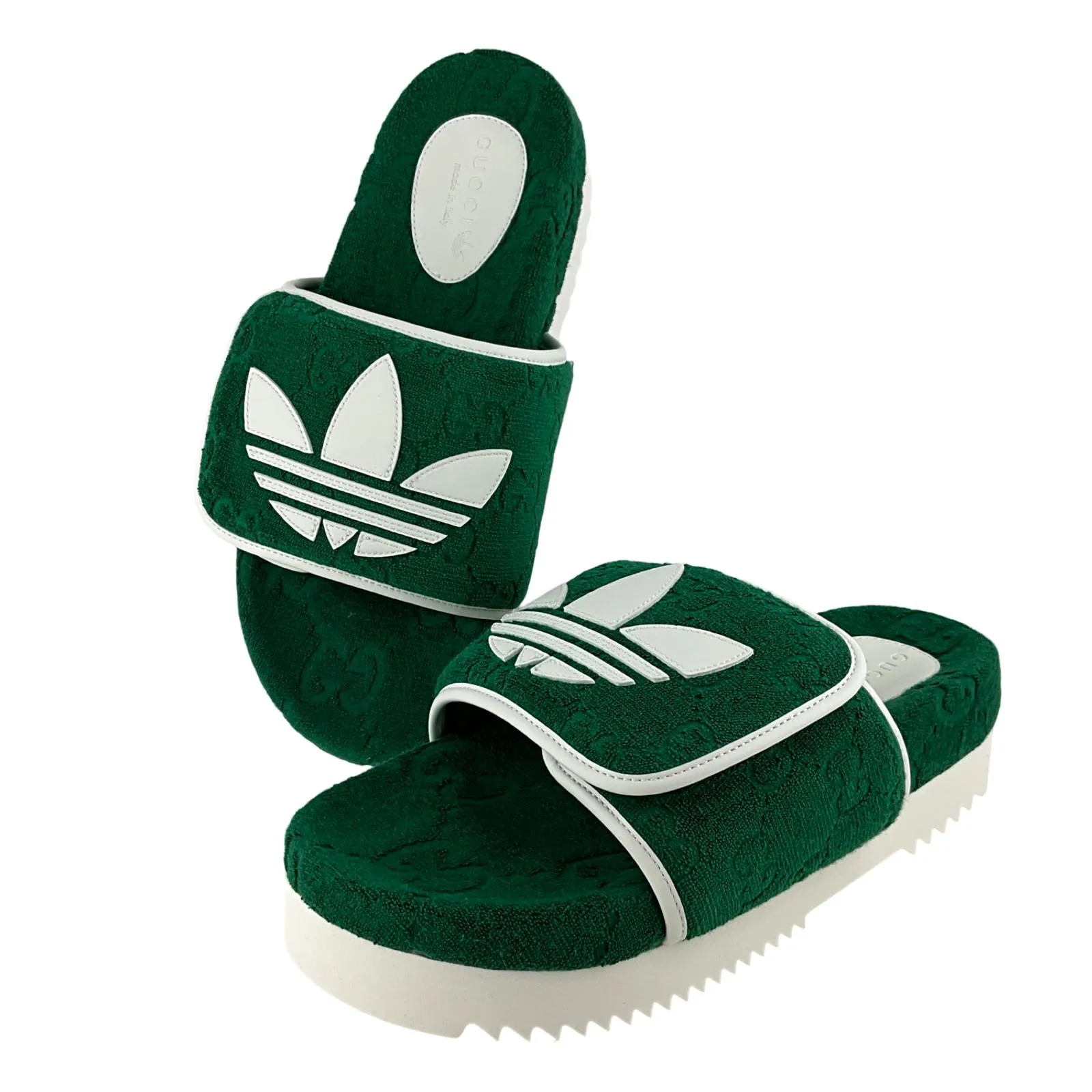 Gucci x Adidas Women's GG Platform Sandal Green Cotton Sponge Sz 38