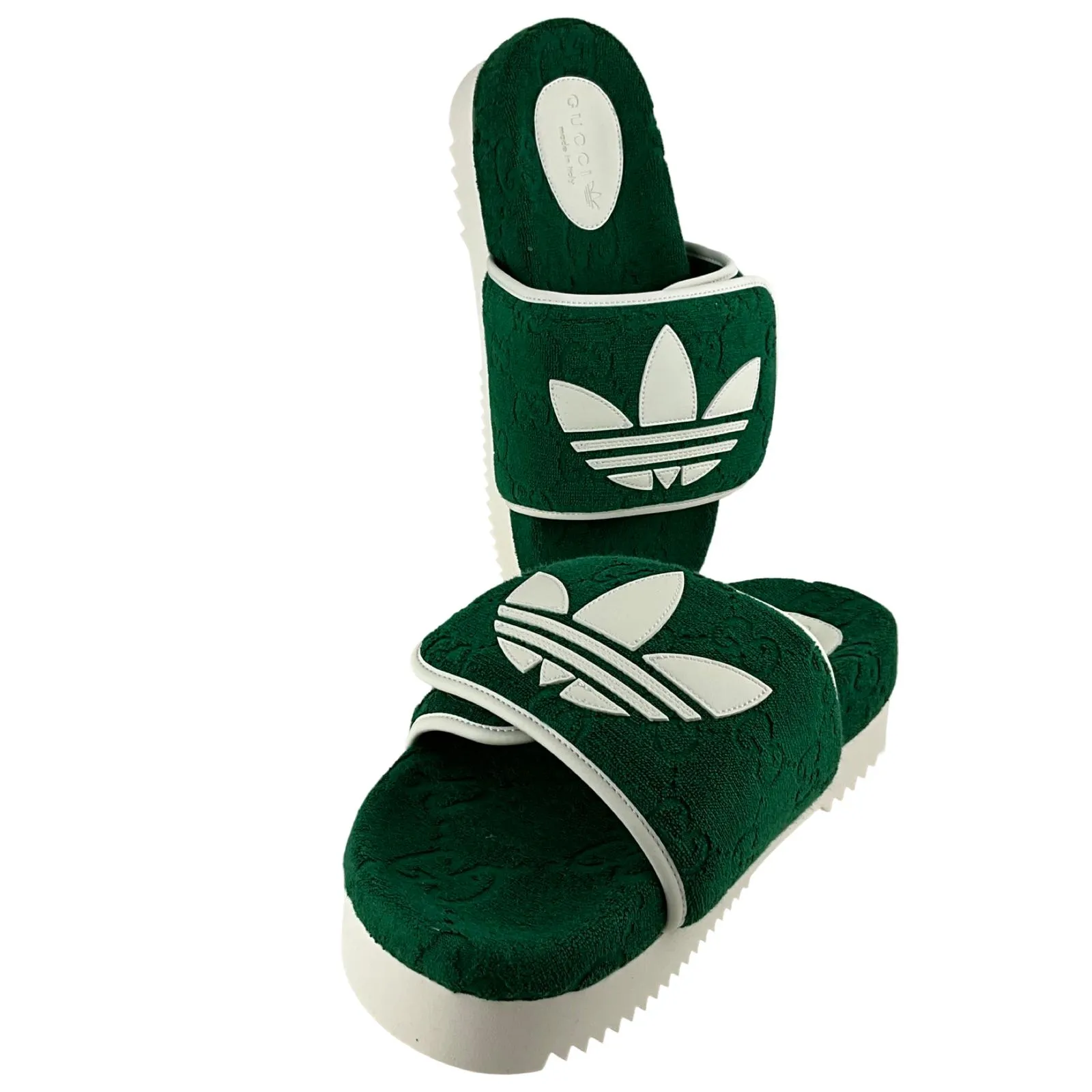 Gucci x Adidas Women's GG Platform Sandal Green Cotton Sponge Sz 38