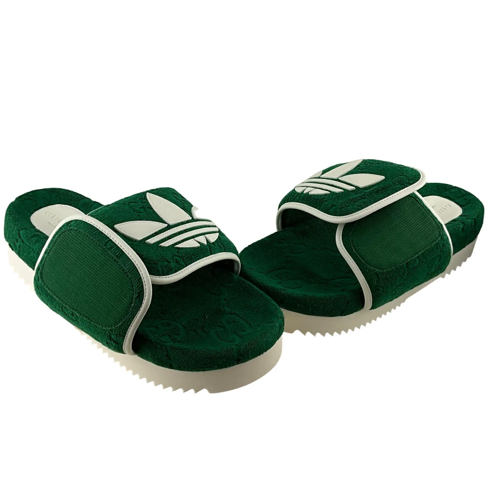 Gucci x Adidas Women's GG Platform Sandal Green Cotton Sponge Sz 38